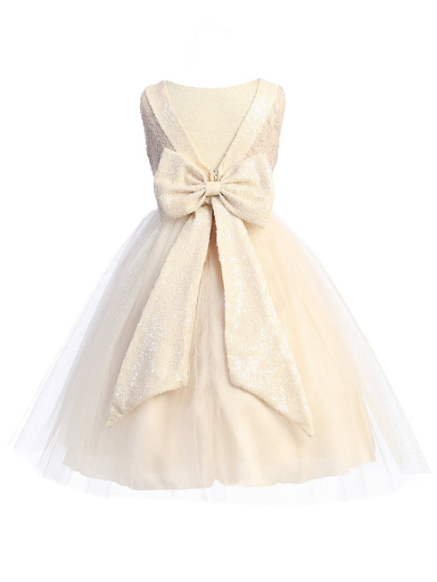 Kids Dream Girls Multi Color Lace Sequin V Back Junior Bridesmaid Dress 2T-12 - SophiasStyle.com