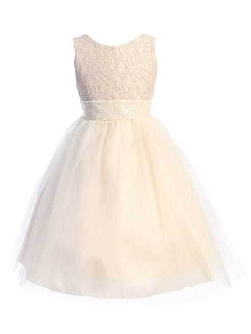 Kids Dream Girls Multi Color Lace Sequin V Back Junior Bridesmaid Dress 2T-12 - SophiasStyle.com