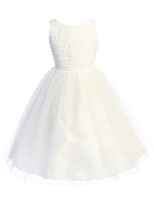 Kids Dream Girls Multi Color Lace Sequin V Back Junior Bridesmaid Dress 2T-12 - SophiasStyle.com