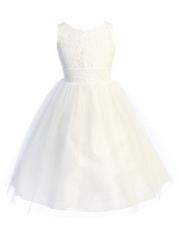 Kids Dream Girls Multi Color Lace Sequin V Back Junior Bridesmaid Dress 2T-12 - SophiasStyle.com