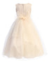 Big Girls Blush Lace Wide Rhinestone Trim Tea Length Junior Bridesmaid Dress 8-14 - SophiasStyle.com