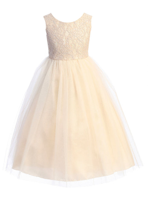 Kids Dream Girls Multi Color Lace Illusion Long Junior Bridesmaid Dress 2T-14 - SophiasStyle.com