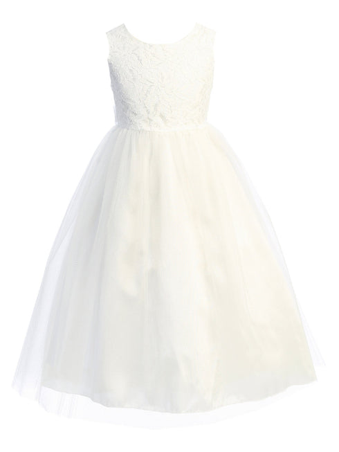 Kids Dream Girls Multi Color Lace Illusion Long Junior Bridesmaid Dress 2T-14 - SophiasStyle.com