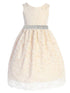 Kids Dream Big Girls Champagne Lace Thick Rhinestone Trim Junior Bridesmaid Dress 8-14 - SophiasStyle.com