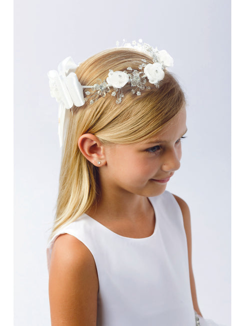 Girls White Translucent Flower Embellishment Special Occasion Stylish Crown - SophiasStyle.com