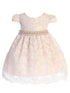 Baby Girls Ivory Blush Lace Mesh Pearl Trim Flower Girl Dress 3-24 Months - SophiasStyle.com