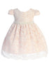 Baby Girls Ivory Blush Lace Thick Pearl Trim Flower Girl Dress 3-24 Months - SophiasStyle.com