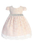 Baby Girls Ivory Blush Lace Thick Rhinestone Trim Flower Girl Dress 3-24 Months - SophiasStyle.com