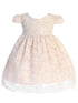 Baby Girls Ivory Blush Lace V Back Bow Flower Girl Dress 3-24 Months - SophiasStyle.com