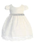 Baby Girls Ivory Lace Thick Rhinestone Trim Flower Girl Dress 3-24 Months - SophiasStyle.com