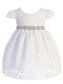 Kids Dream Baby Girls White Lace Rhinestone Trim Flower Girl Dress 3-24 Months - SophiasStyle.com