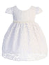 Kids Dream Baby Girls White Lace Thick Pearl Trim Flower Girl Dress 3-24 Months - SophiasStyle.com