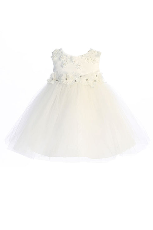 Kids Dream Baby Girls Off White Floral Trim Princess Ballgown 6-24 Months - SophiasStyle.com