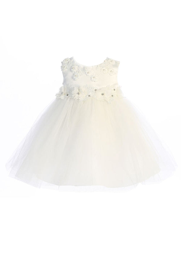 Kids Dream Baby Girls Off White Floral Trim Princess Ballgown 6-24 Months - SophiasStyle.com