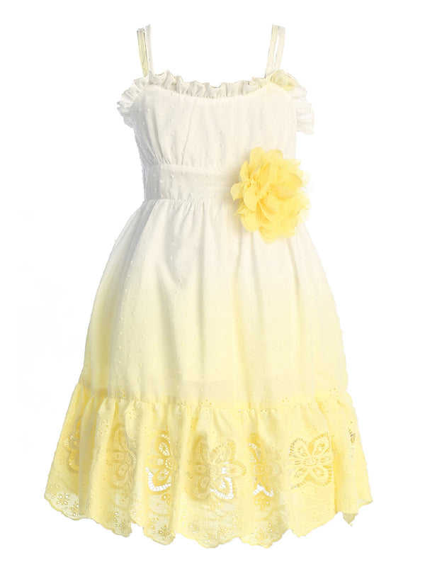 Kids Dream Big Girls Yellow Ombre Ruffle Plus Size Cotton Dress 14.5-20.5 - SophiasStyle.com
