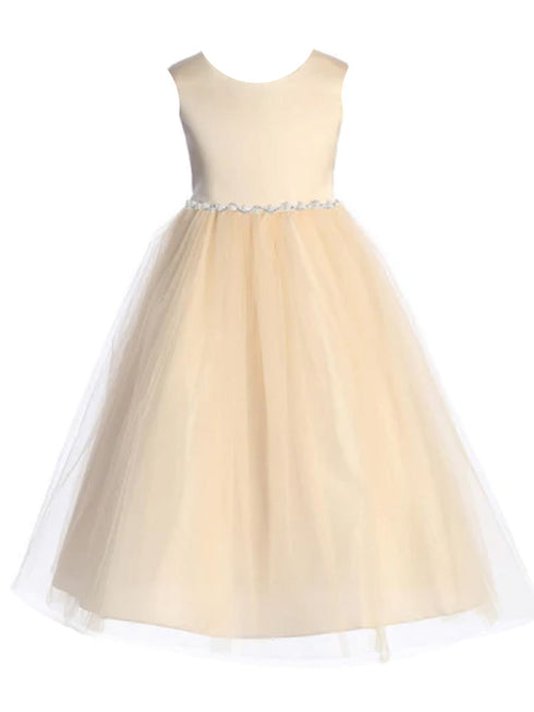 Kids Dream Big Girls Blush Wavy Rhinestone Pearl Trim Plus Size Dress 16.5-20.5 - SophiasStyle.com