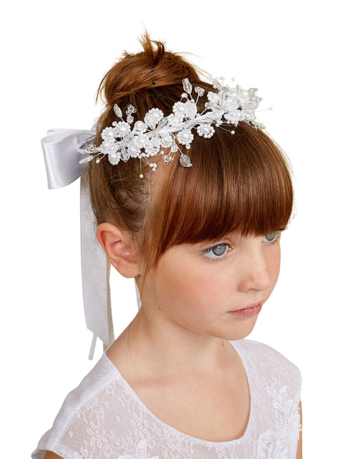 Tip Top Kids Girls White Holy Communion Special Occasion Flower Crown - SophiasStyle.com