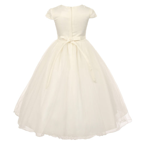 Rainkids Big Girls Ivory Pearl Sequin Tulle Communion Flower Girl Dress 7-16 - SophiasStyle.com