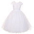 Rainkids Little Girls White Pearl Sequin Tulle Communion Flower Girl Dress 4-6 - SophiasStyle.com
