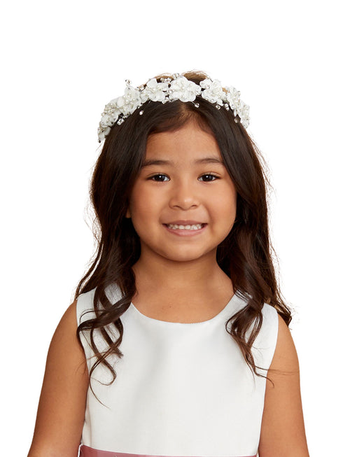 Tip Top Kids Girls White Holy Communion Special Occasion Delicate Flower Crown - SophiasStyle.com