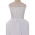Rain Kids Big Girls White Sheer Organza Satin Sequin Pearl Communion Dress 7-18 - SophiasStyle.com