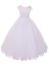 Rain Kids Big Girls White Satin Lace Junior Bridesmaid Communion Dress 7-20 - SophiasStyle.com