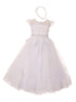Rain Kids Little Girls White Beaded Lace Illusion Neckline Baptism Dress 2-6 - SophiasStyle.com