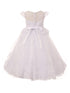 Rain Kids Little Girls White Beaded Lace Illusion Neckline Baptism Dress 2-6 - SophiasStyle.com