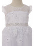 Rain Kids Little Girls White Beaded Lace Illusion Neckline Baptism Dress 2-6 - SophiasStyle.com