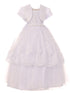 Big Girls White Pearl Sequin Floral Lace Tulle Satin Bolero Communion Dress 7-20 - SophiasStyle.com