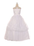 Big Girls White Pearl Sequin Floral Lace Tulle Satin Bolero Communion Dress 7-20 - SophiasStyle.com