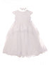 Rain Kids Little Girls White Cap Sleeve Floral Sequined Baptism Dress 2-6 - SophiasStyle.com