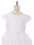 Big Girls White Sequin Beaded Cap Sleeves Satin Tulle Communion Dress 7-20 - SophiasStyle.com