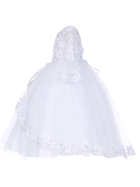 Rain Kids Girls Sequin Beaded Lace Long Sleeves Dress with Matching Headband Sizes 6M-6T - SophiasStyle.com