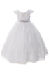 Rainkids Girls White Beaded Lace Cap Sleeve Plus Size Communion Dress 7.5-20.5 - SophiasStyle.com