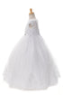Rainkids Girls White Beaded Lace Cap Sleeve Plus Size Communion Dress 7.5-20.5 - SophiasStyle.com