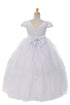 Rainkids Girls White Cap Sleeve Beaded Trim Plus Size Communion Dress 7.5-20.5 - SophiasStyle.com