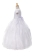 Rainkids Girls White Cap Sleeve Beaded Trim Plus Size Communion Dress 7.5-20.5 - SophiasStyle.com