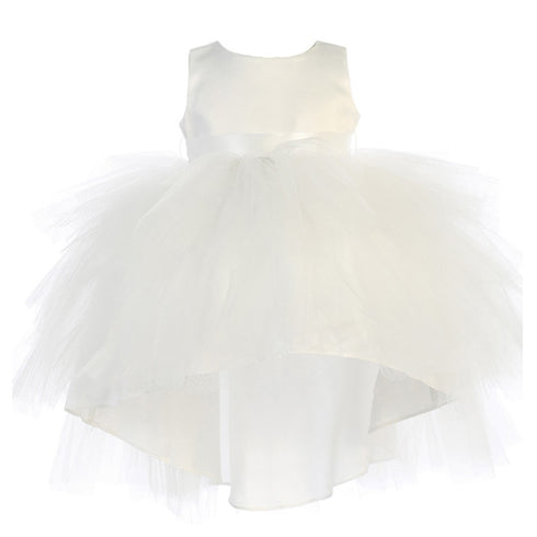 Baby Girls Ivory Hi-Low Multi Level Ruffle Tutu Flower Girl Dress 6-24M - SophiasStyle.com