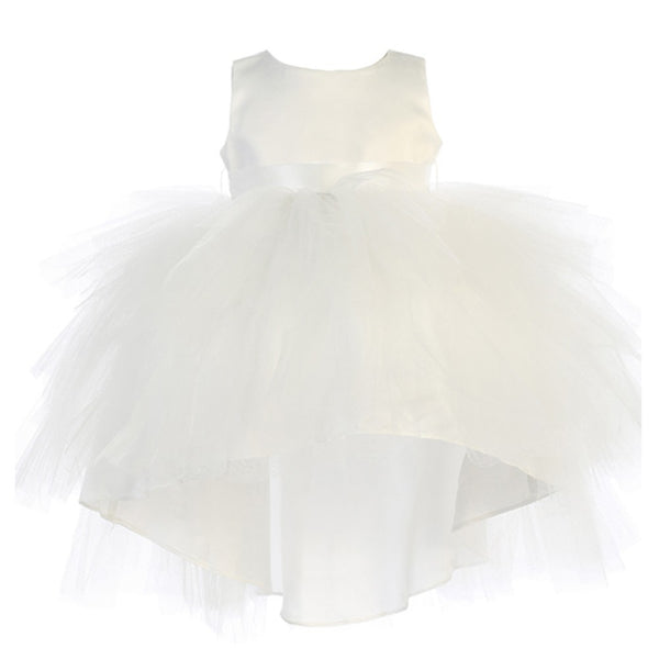 Baby Girls Ivory Hi-Low Multi Level Ruffle Tutu Flower Girl Dress 6-24M - SophiasStyle.com
