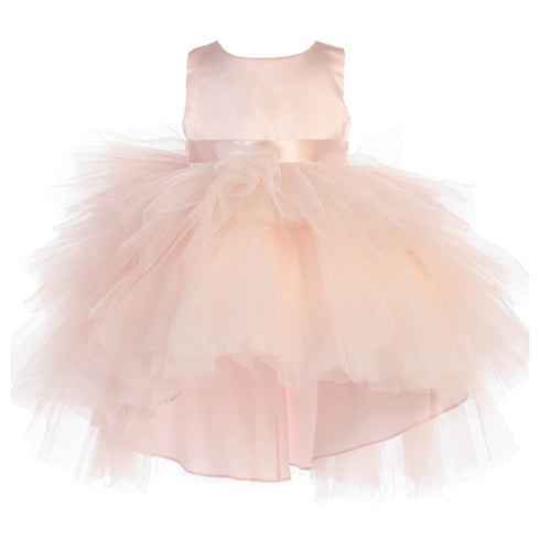 Baby Girls Blush Hi-Low Multi Level Ruffle Tutu Flower Girl Dress 6-24M - SophiasStyle.com