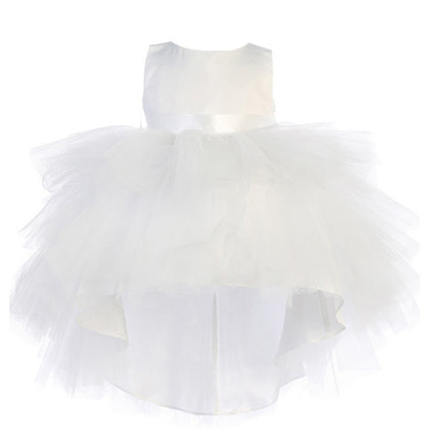 Baby Girls White Hi-Low Multi Level Ruffle Tutu Flower Girl Dress 6-24M - SophiasStyle.com