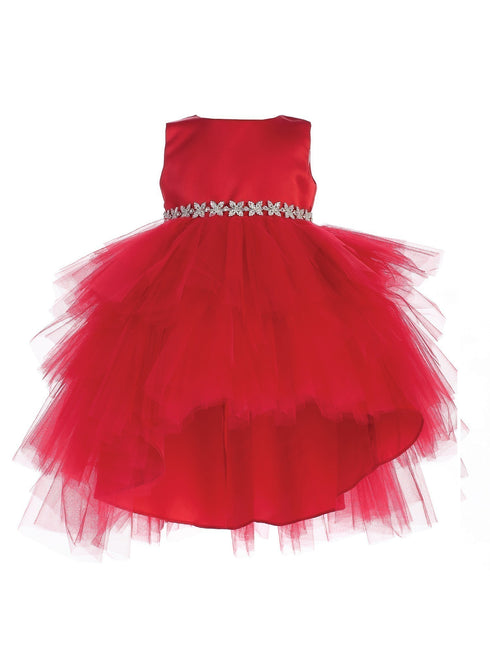 Baby Girls Red Hi-Low Multi Level Ruffle Tutu Flower Girl Dress 6-24M - SophiasStyle.com