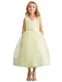 Big Girls Yellow Satin Sash Pleated Tulle Junior Bridesmaid Dress 8-16 - SophiasStyle.com
