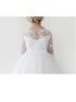 Big Girls White Long Sleeve Illusion Neck Lace Plus Size Communion Dress 6-20X - SophiasStyle.com