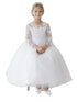Tip Top Kids Little Girls White Floral Lace Applique Flower Girl Dress 2-6 - SophiasStyle.com