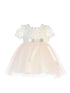 Baby Girls Blush Scallop Edge Neckline Brooch Tulle Flower Girl Dress 6-24M - SophiasStyle.com
