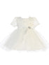 Baby Girls Ivory Scallop Edge Neckline Brooch Tulle Flower Girl Dress 6-24M - SophiasStyle.com