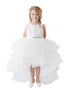 Baby Girls Ivory Lace Bodice Beaded Sash Hi-Low Flower Girl Dress 6-24M - SophiasStyle.com