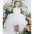 Little Girls White Lace Bodice Beaded Sash Hi-Low Flower Girl Dress 2-6 - SophiasStyle.com